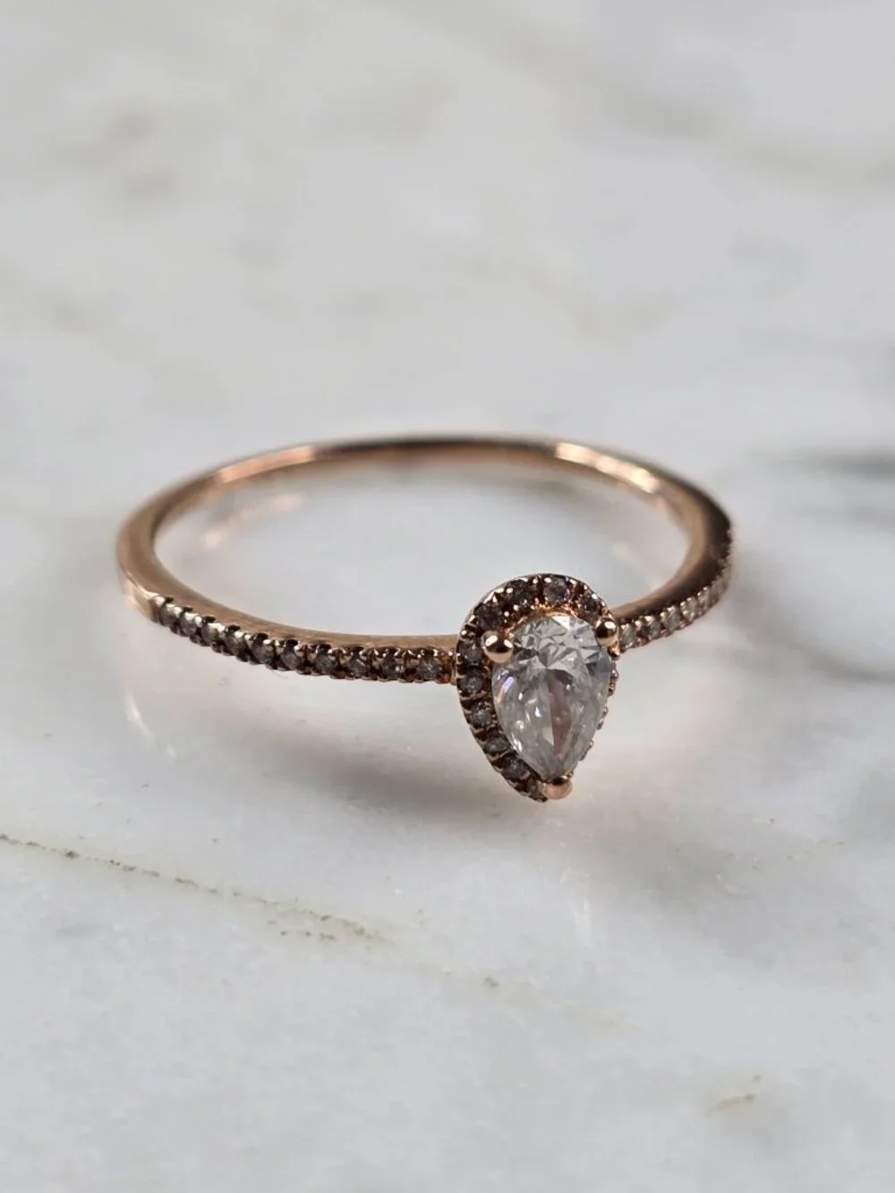 Womens Vintage Estate 10K Rose Gold Diamond Ring 1.4g #E5179